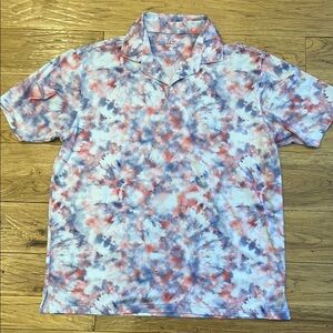 Rhoback Red and Blue Tie-Dye Polo Shirt